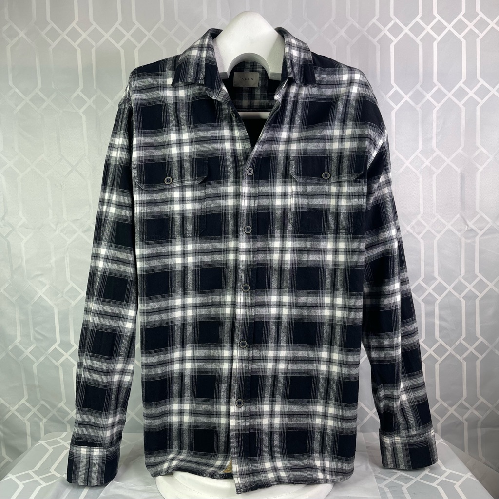 Jachs Ny Plaid Flannel 100% Cotton Button Down Shirt Xlt Style # 974954